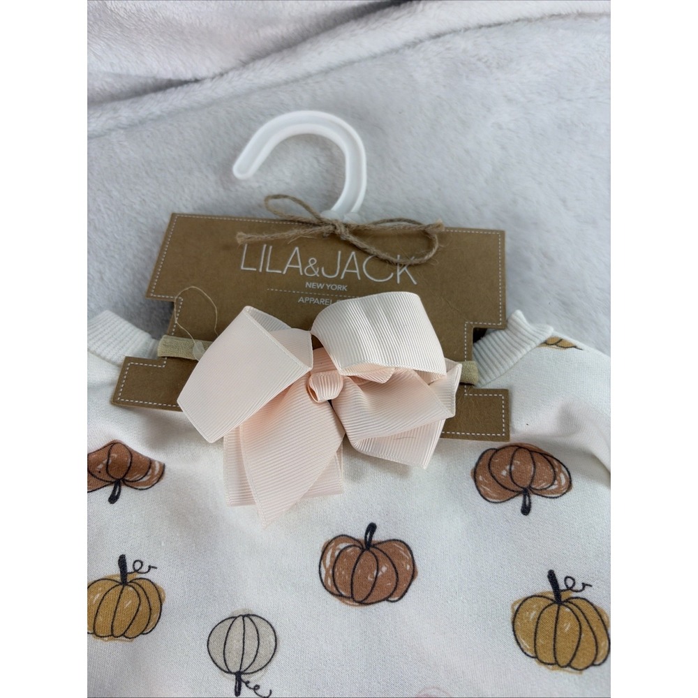 Lila & Jack Infant Girls Halloween Pumpkin Lounge Set NWT 12-24M Fall Fashion - Picture 3 of 8